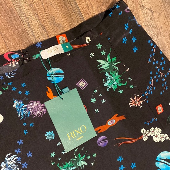 Rixo London Thaila Space Silk Midi Skirt with Thigh Slit Size M Margo Robbie - Picture 8 of 13